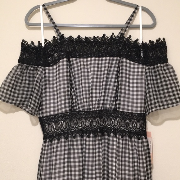 NWT Nanette Lepore Black/White Gingham Maxi Dress - Picture 4 of 14